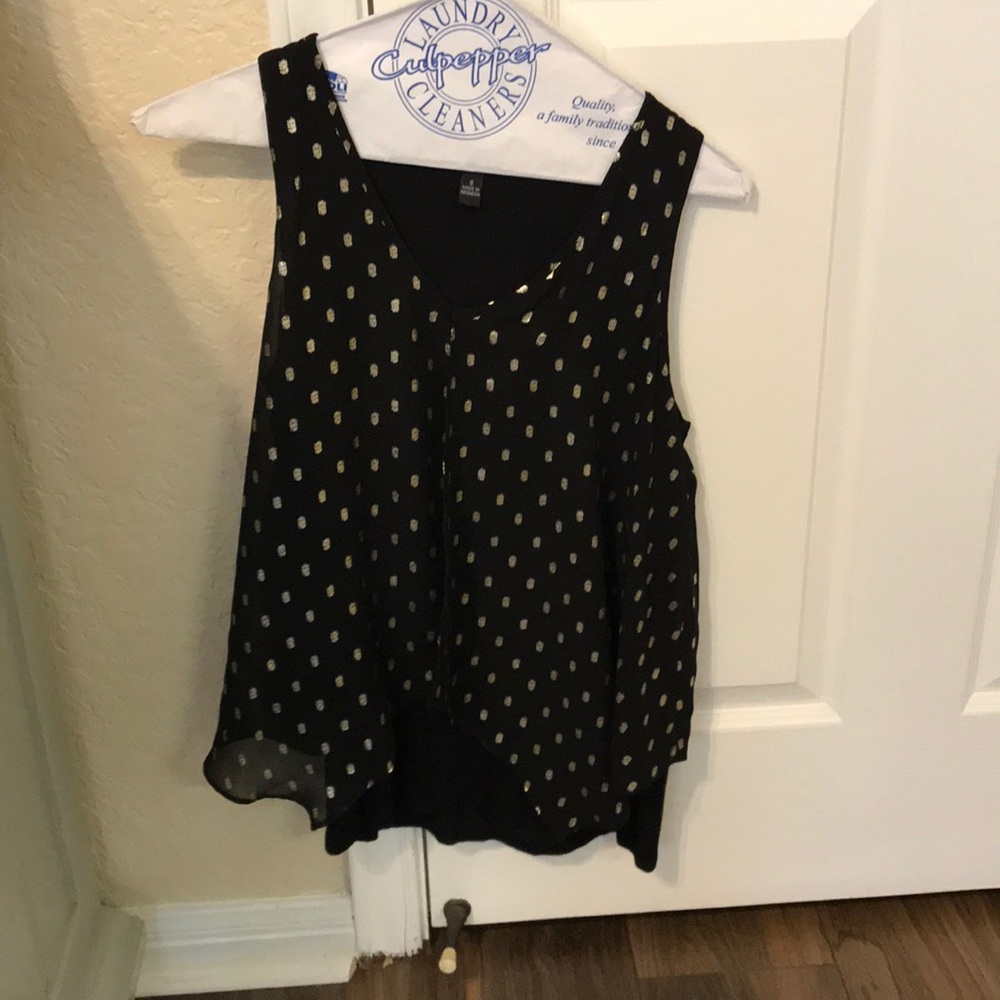 Black Tank Top with Gold Dots